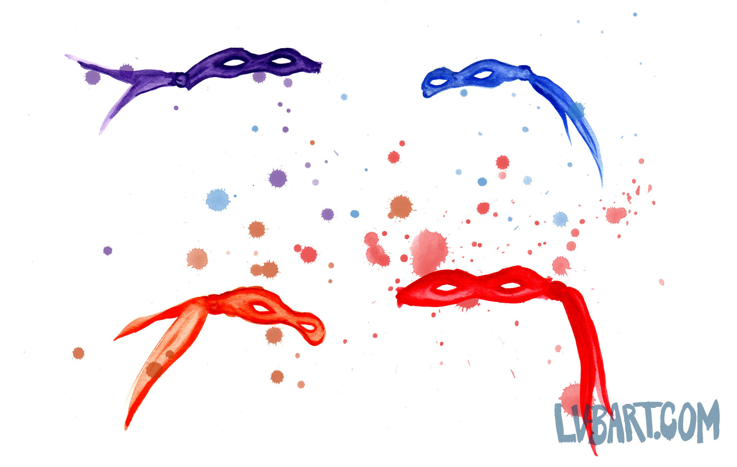 Watercolor Ninja Masks Fine Art Print